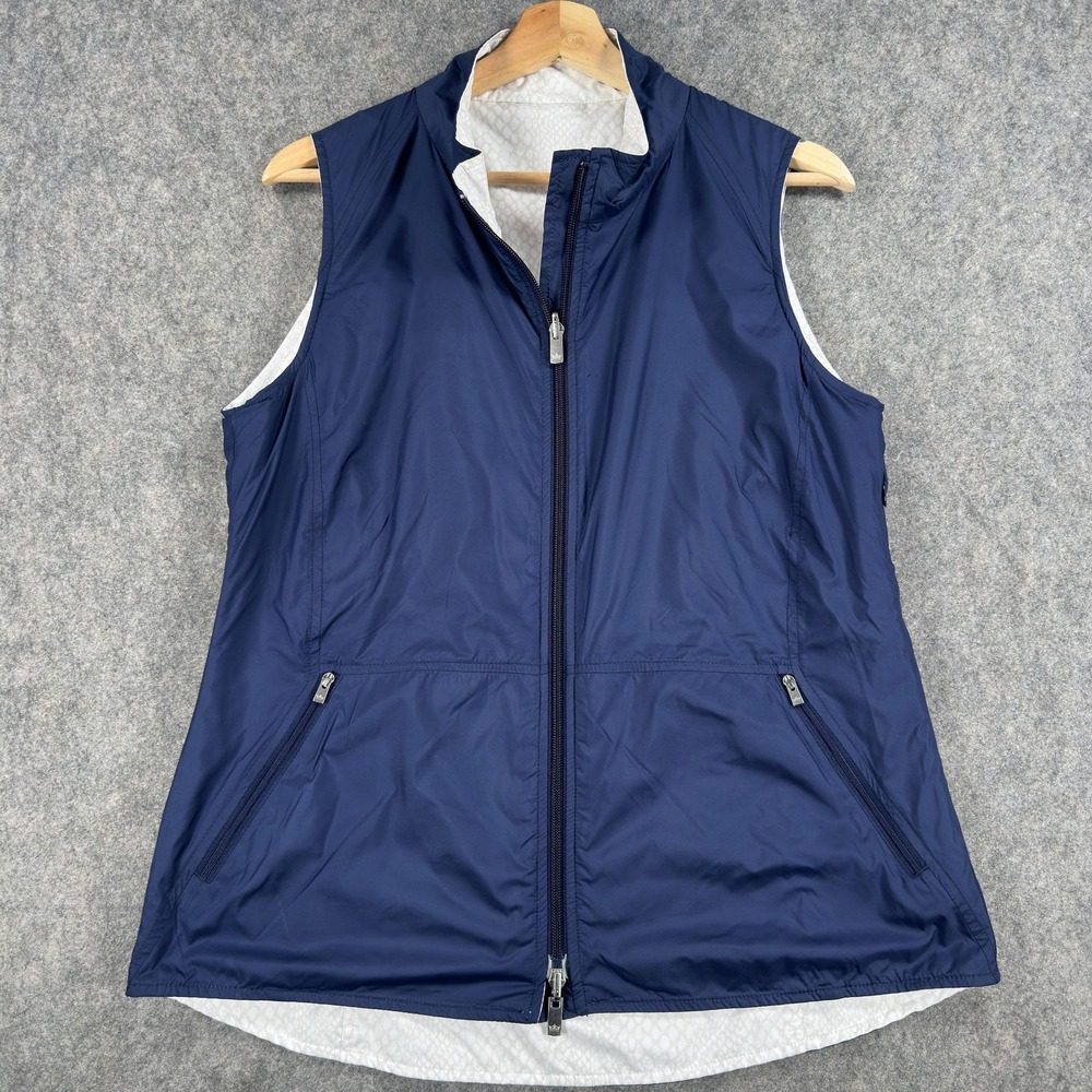 Peter Millar Vest Womens Large Blue Reversible Windbreaker Animal Print